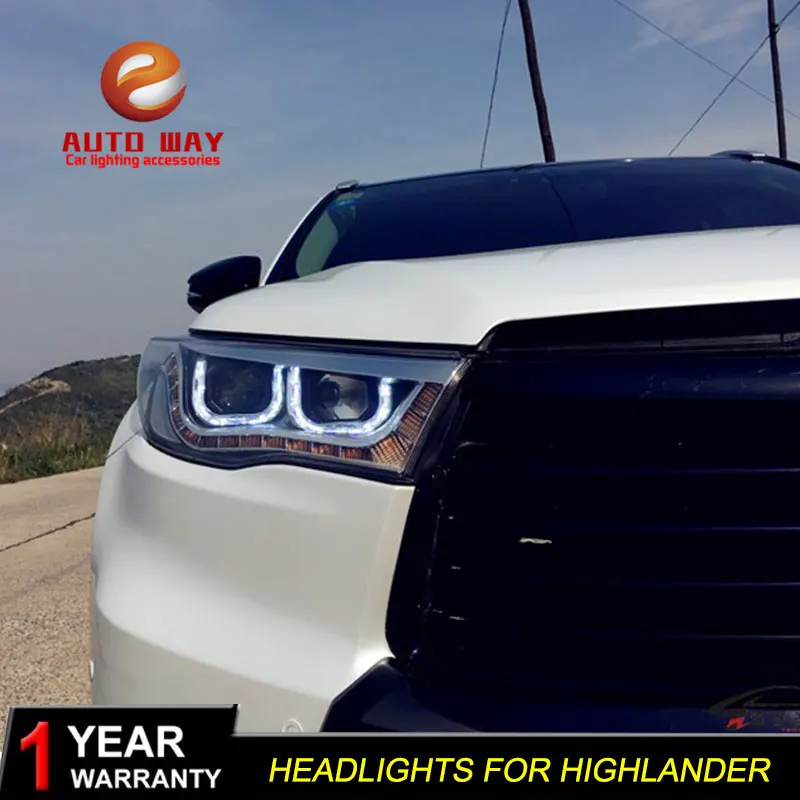 Стайлинг автомобиля передняя фара для Toyota Highlander 2016 светодиодная двойная U