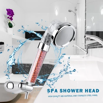 

3 modes Bathroom Shower Head High Pressure Negative Ion Shower Head Hand-held Pressurized Nozzle Sprinkler Water Saving Shower