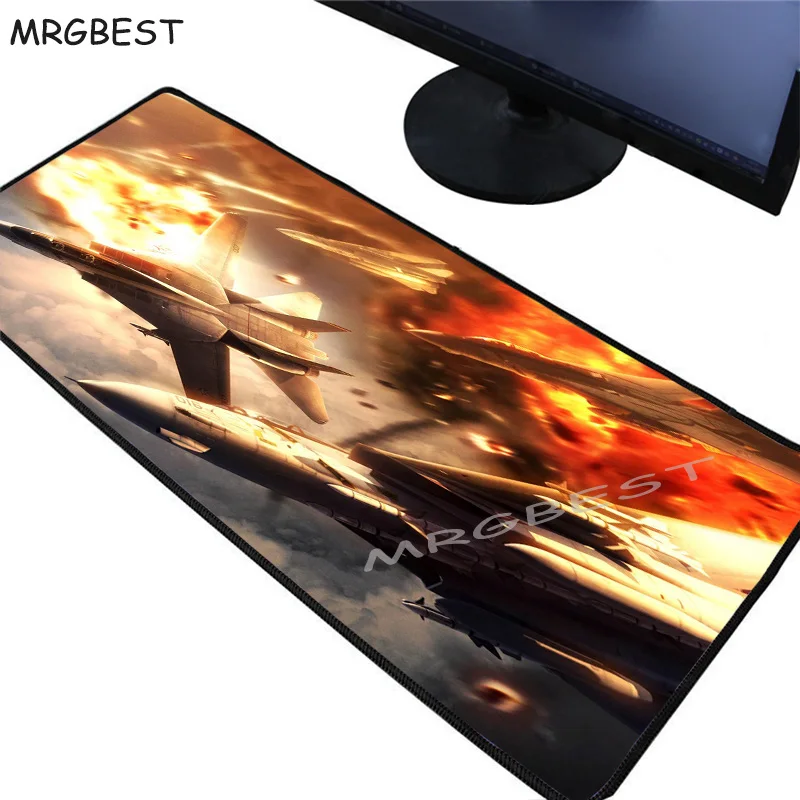 

MRGBEST Large Gamer Mouse Pad Precision Black Lock Edge Movie Car and Aircraft Custom Computer Desk Mat Rubber Stripe Non-slip L