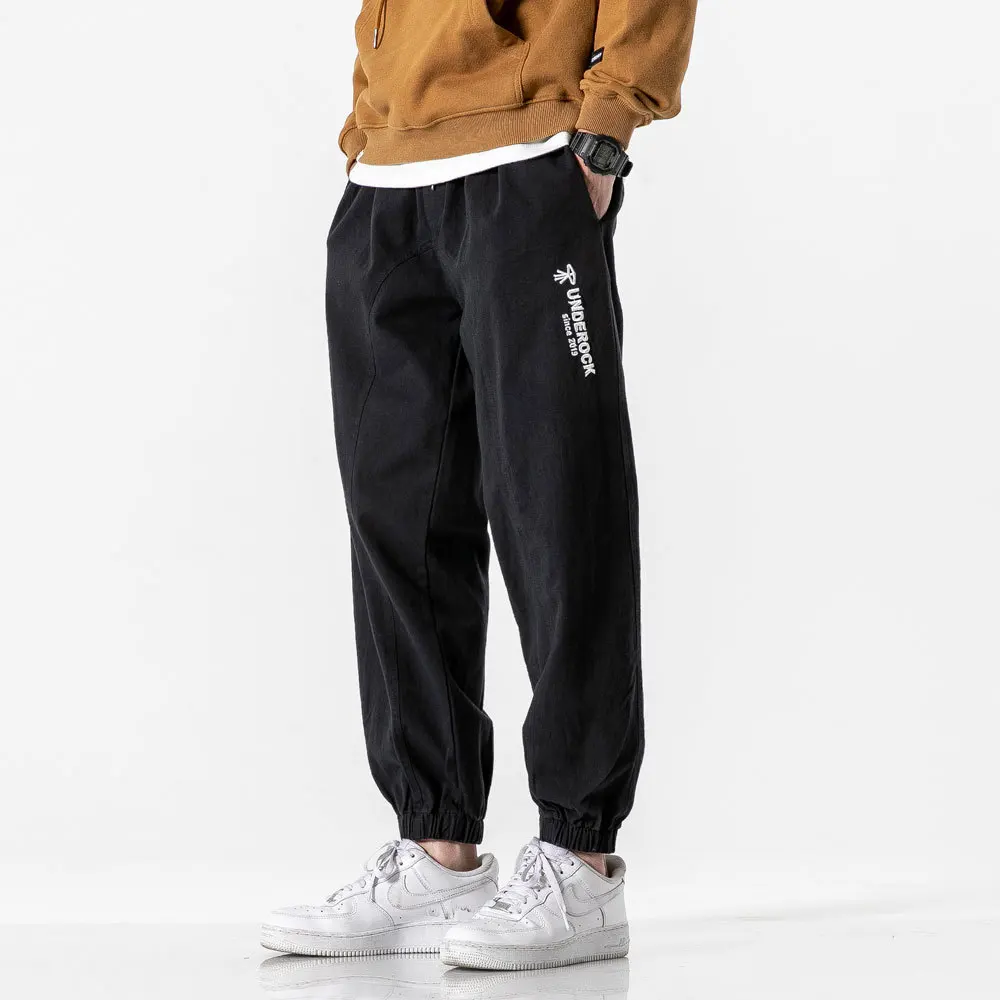 

Men Lettered Embroidered Solid Color Simple Casual Pants Trousers