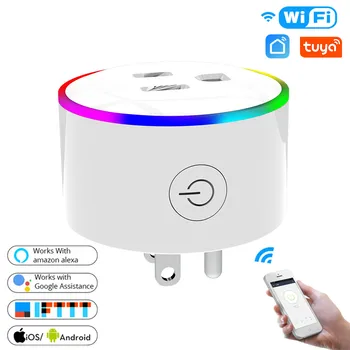 

WiFi Smart Plug Outlet Wireless Power Socket Smart Life/Tuya App Remote Control Work with Alexa Google Home No Hub Required US