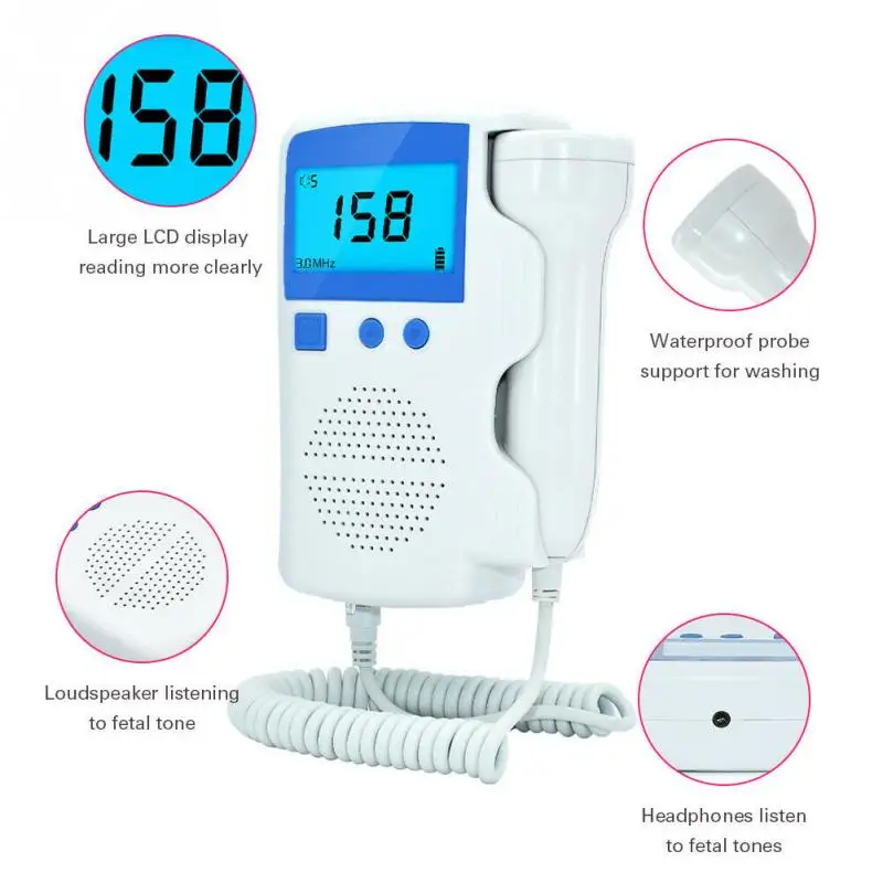 

Doppler No Radiation Household Pregnant Accessories Heartbeat Sound Monitor Home Professional Baby LCD Display Prenatal Probe