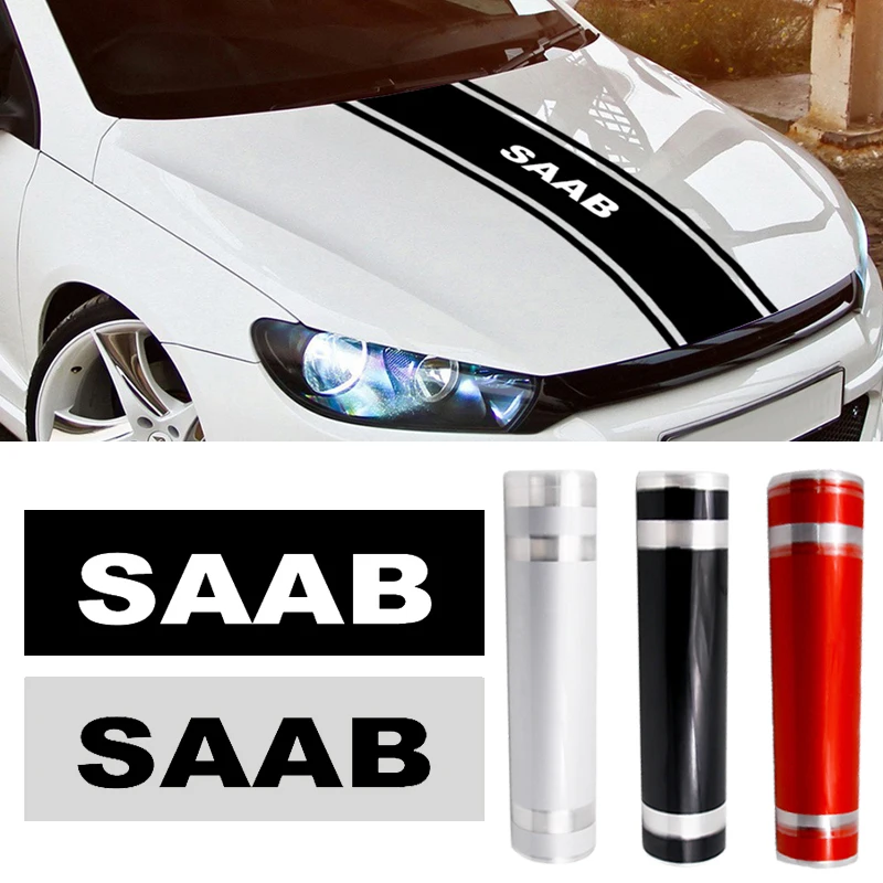 

1pc 140*23cm 3 Colors Car Hood Cover Decal Engine Cover Sticker for Saab 93 9-3 9-5 9 3 9000 9 5 SAAB Emblem Car Accessories