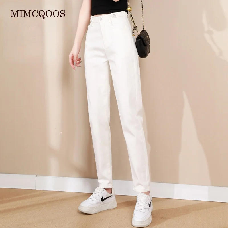 

Extended Length High Waisted Jeans Women White Harem Baggy Denim Pants Spring Autumn 2021 Tall 170-185cm Mom Long Trousers 26-40