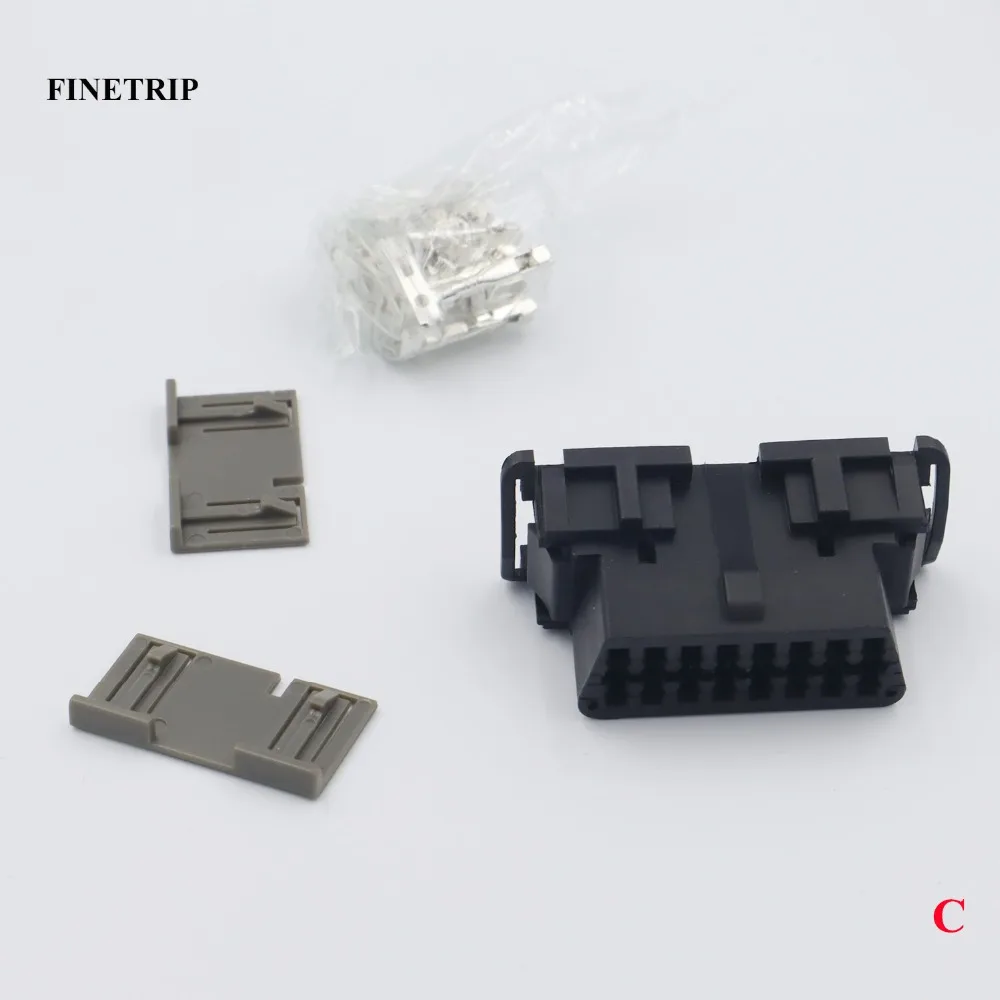 FINETRIP J1962F интерфейс оболочки DIY 16pin OBD-II разъем автомобиля obd2 гнездовой разъем