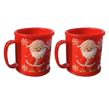 

2pcs 300ML Christmas Element Mug Cartoon Coffee Cup Santa Claus Drinking Cup for Home Party (001 Pattern)
