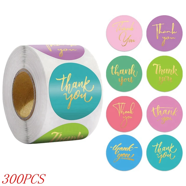 50-500pcs 1inch Blue Thank You Stickers For Envelope Sealing Labels Stationery Supplies Handmade Wedding Gift Decoration Sticker H0137-300pcs