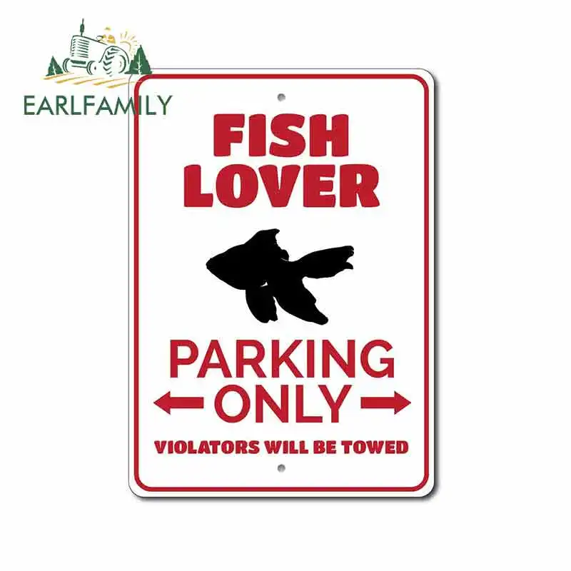 

EARLFAMILY 13cm x 9.4cm for Fish Lover Sign Funny Car Stickers Cartoon Anime Waterproof Vinyl JDM Trunk Accessories Fine Decal