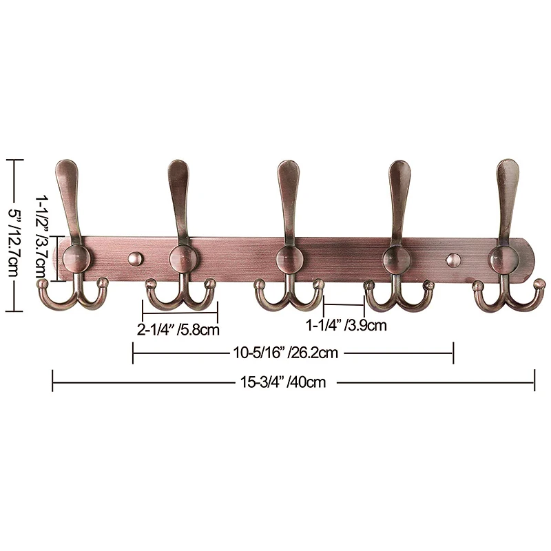Big deal All Mounted Coat Rack- 5 Tri Hooks, Heavy Duty, Stainless Steel, Metal Coat Hook Rail for Coat Hat Towel Purse Robes M
