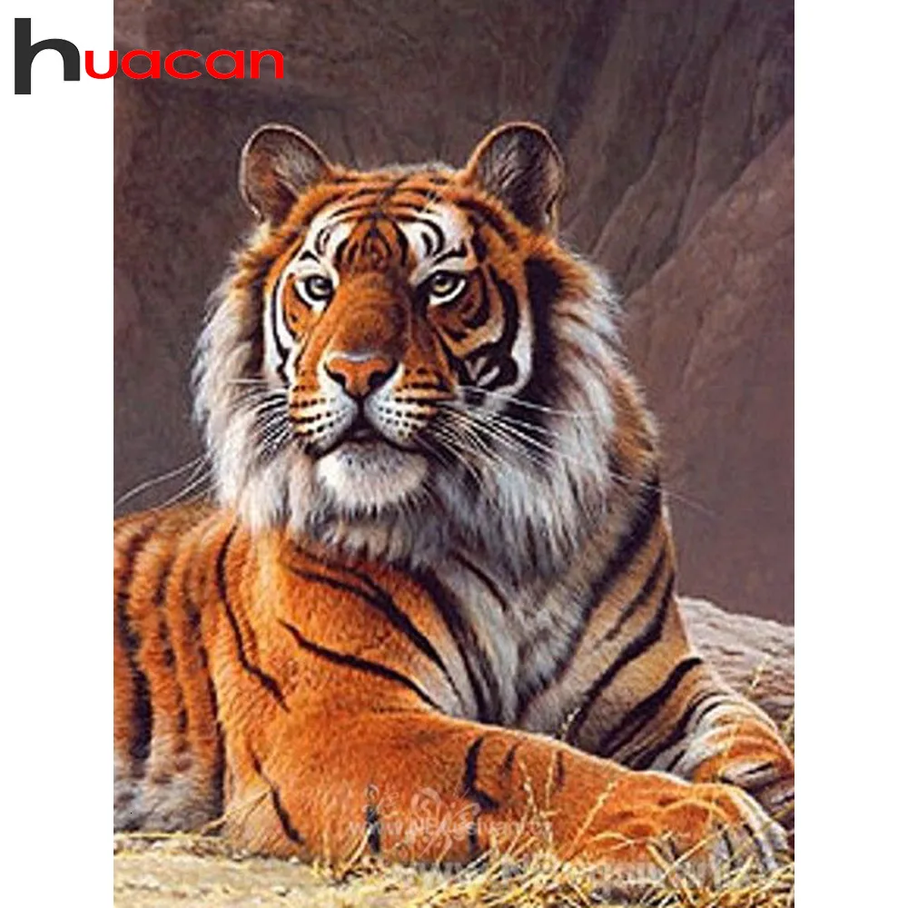 Алмазная вышивка huacan Animal Tiger 5D алмазная картина квадратные Стразы картина круглая дрель вышивка крестиком домашний декор