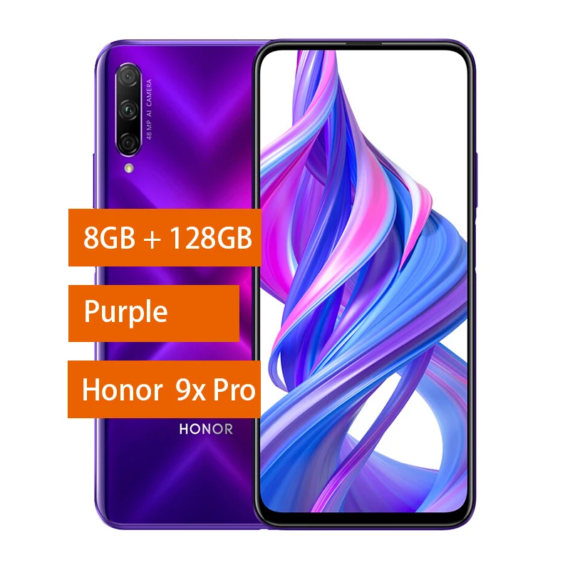 9XPro 8G 128G Purple Honor 9X Смартфон Honor 9X Pro 4000 мАч батарея 7нм Kirin 810 48MP Авто всплывающий caemra Google Play поддержка - Цвет: 9XPro 8G 128G Purple