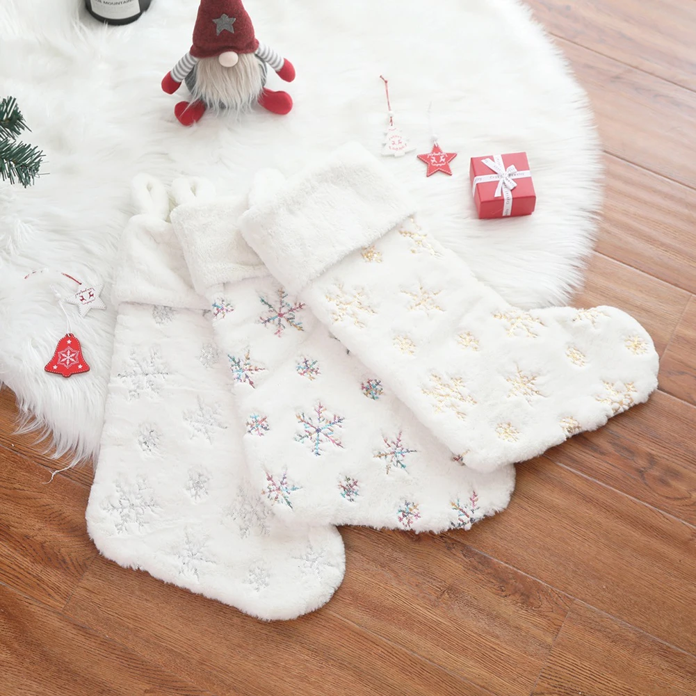 Beads Sequins Plush Candy Festival Decoration Pendant Holder Ornament Hanging Gift Bag Home Snow Embroidery Christmas Sock