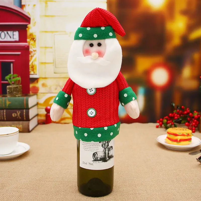 Christmas Decorations for Home Santa Claus Snowman Wine Bottle Dust Cover New Year Dinner Table Decor Noel Xmas Gift