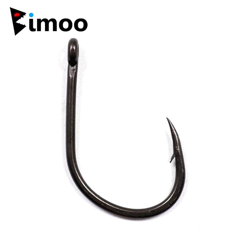 Bimoo 100 шт. тефлоновые с покрытием, заостренные точки, широкий зазор, крючки для карпа, крючки из высокоуглеродистой стали для ловли карпа, прочные рыболовные крючки, матовые черные