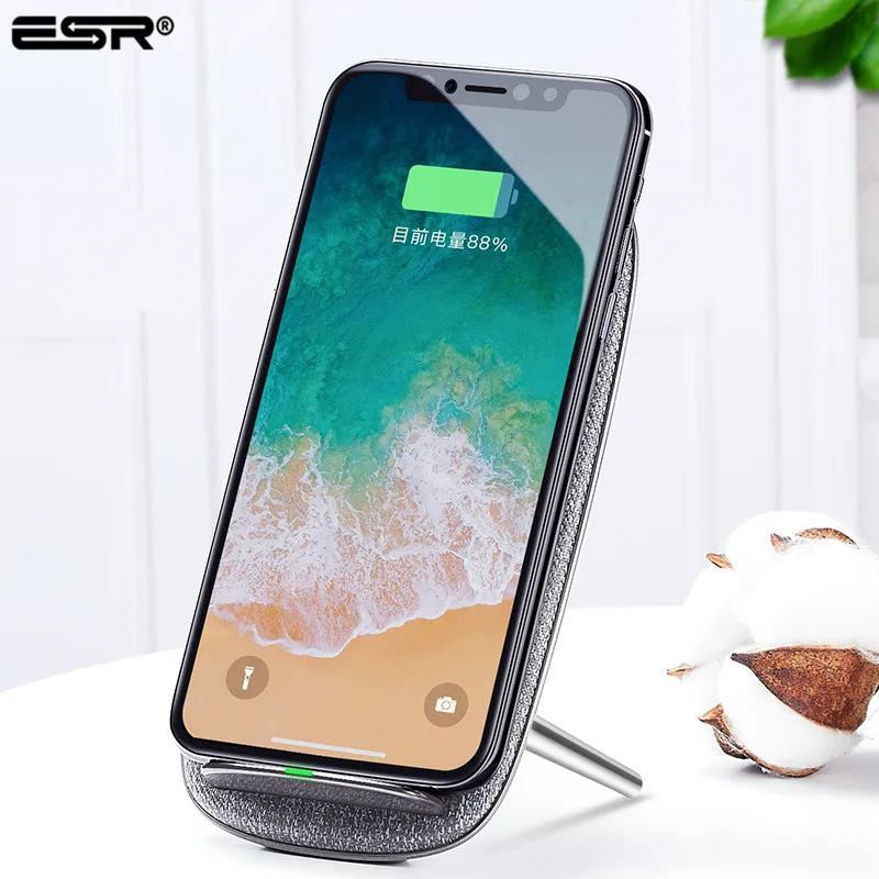 

ESR Fast Wireless Charger,Qi Fast Wireless Charging Pad Stand for iPhone X/8/8 Plus For Samsung S9/Note 8/S8/S8 Plus/S7 Edge