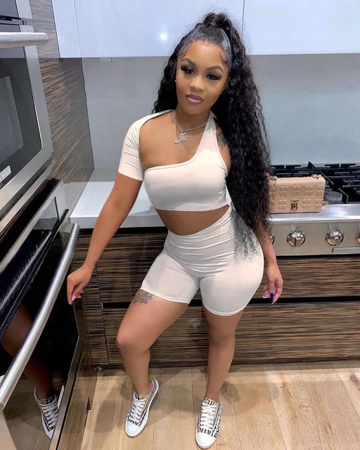 Biker Shorts 2 Piece Set Women Summer Short Sleeve Collarless Jogger Cycling  Shorts Woman Sexy Bodycon Clothes Biker Shorts Set - AliExpress Women's  Clothing