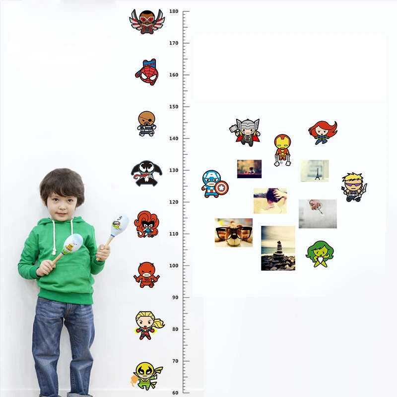 

Avengers Height Measure Chart Wall Stickers For Kids Rooms Decals Art Children Room Decoration Poster Cartoon Boy's Gift
