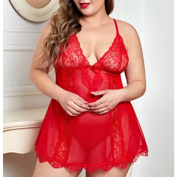

XL-5XL Lace Patchwork Sexy Women's Lingerie Intimate Sexy Nighty Sleepwear Nightwear Underwear DLM31402