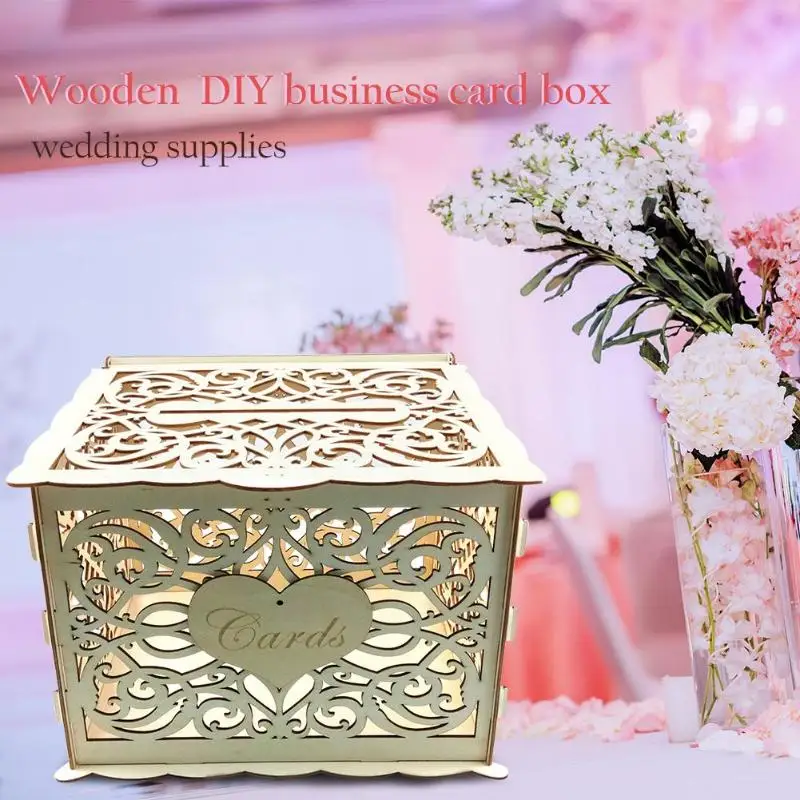  Wooden DIY Wedding Cards Box Invitation Letter Storage Case Party Supplies - 4.00055E+12