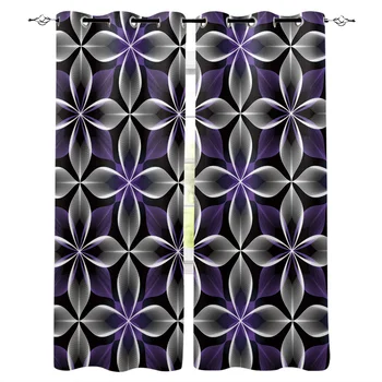 

Abstract Construction Line Floral With Purple Shaded Parts Curtains Window Living Room Curtains High Blackout Curtain Thick
