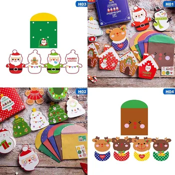 

Cartoon Mini Santa Claus Merry Christmas Paper Greeting Postcards Craft DIY Kids Festival Greet Cards