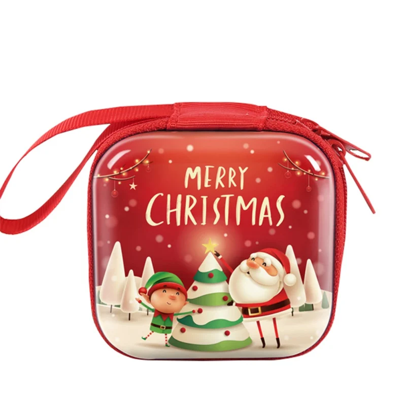 Квадратная Рождественская сумка для хранения на молнии рождественские подвесные украшения для монет наличные наушники USB кабель ключи ювелирные изделия Конфета Органайзер - Цвет: B
