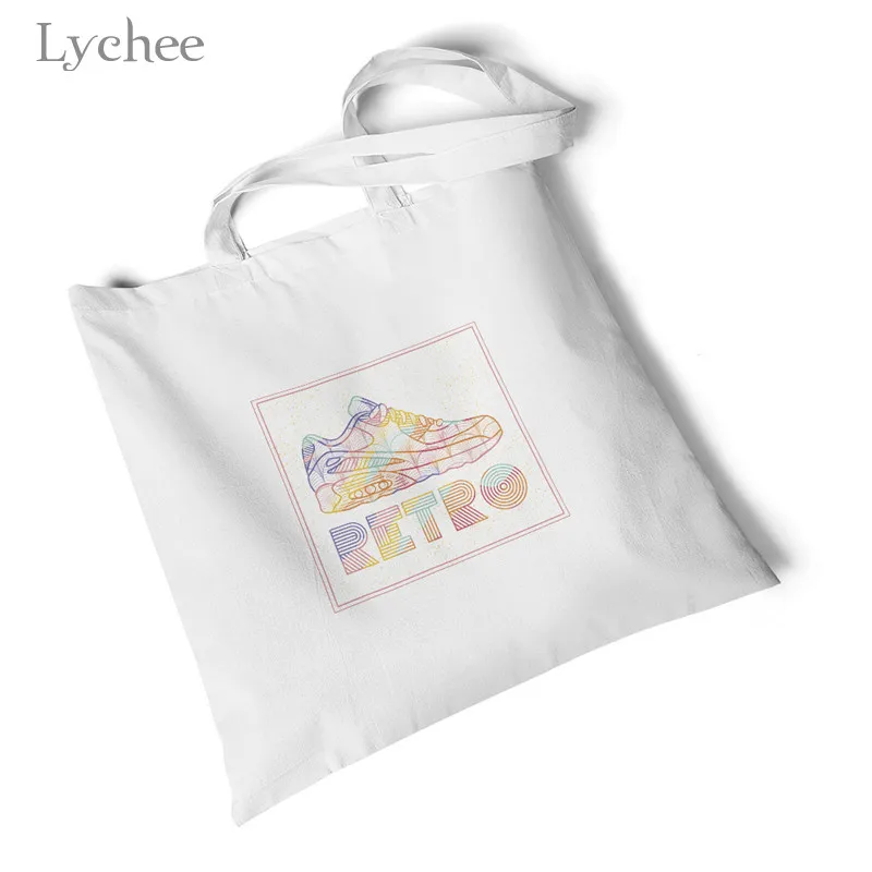 RetroShoe Lychee Harajuku экологические сумки для покупок Женская Холщовая Сумка с буквенным принтом повседневные Белые пляжные сумки Большая Студенческая сумка на плечо - Цвет: RetroShoe