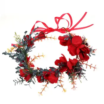 

Xmas Garland Hairband Simulation Floral Headband Wreath Hair Clasp Hairband Wreath Bridal Headband Adjustable Size Garland