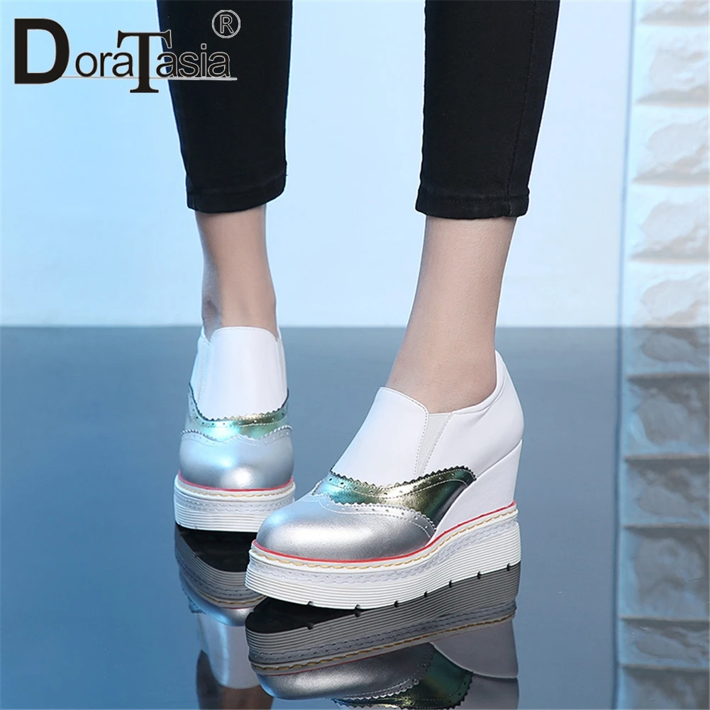 

DORATASIA New Spring Fashion mixed-color Pumps Daily Cool Platform Pumps Women Patchwork Genuine Leather Shoes Woman