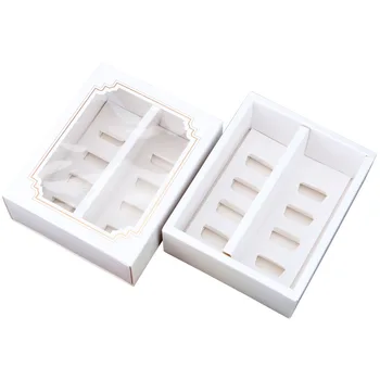 

15 Pcs Macarons Box Pvc Window White Bronzing Kraft Paper Gift Packaging Box Kid Birthday Wedding Cake Boxes