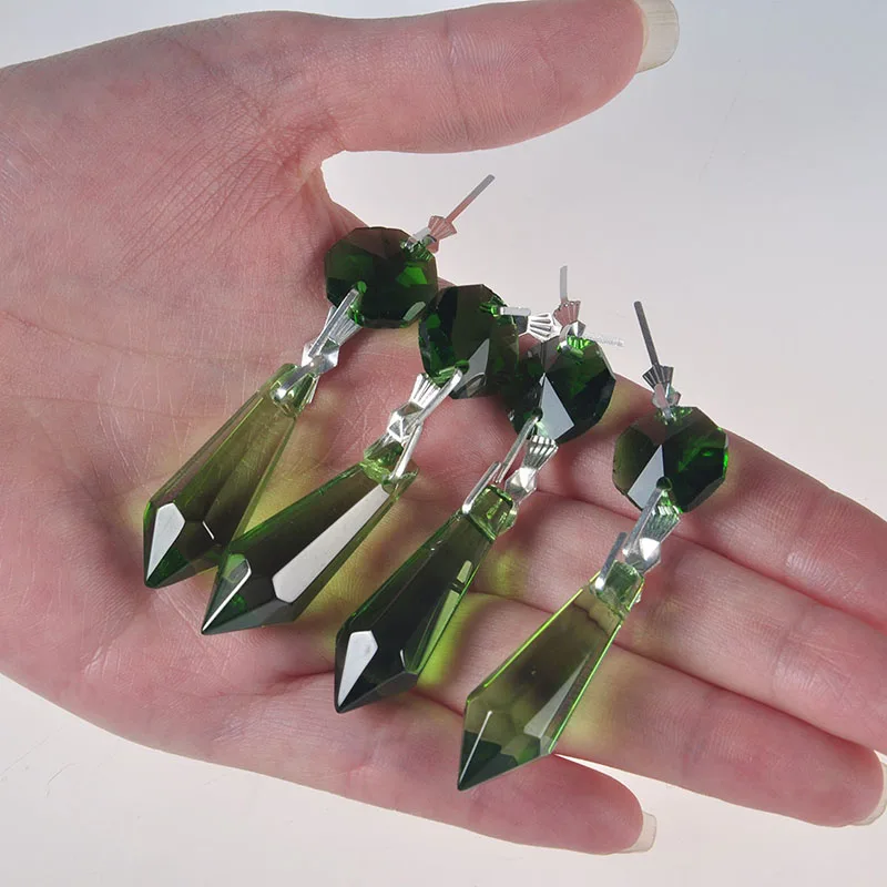 H&ampD 20Pcs 38mm Crystal Icicle Prisms Pendant Charms for Chandelier Candelabra Ceiling Lights Wedding Display Decoration (Green) | Дом и сад