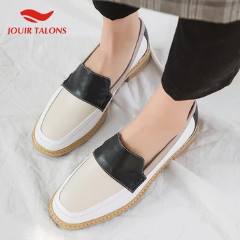 

JOUIR New Design 2020 Genuine Cow Leather Spring/Autumn Casual Flats Woman Shoes Mix Color Slip On Leisure Shoes Women Flats