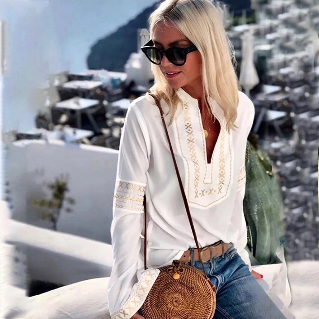 

Korean Style Women Shirts New 2019 Autumn Turtleneck Casual Wild Ladies Blouses and Tops Lapel Solid Color Women Clothing