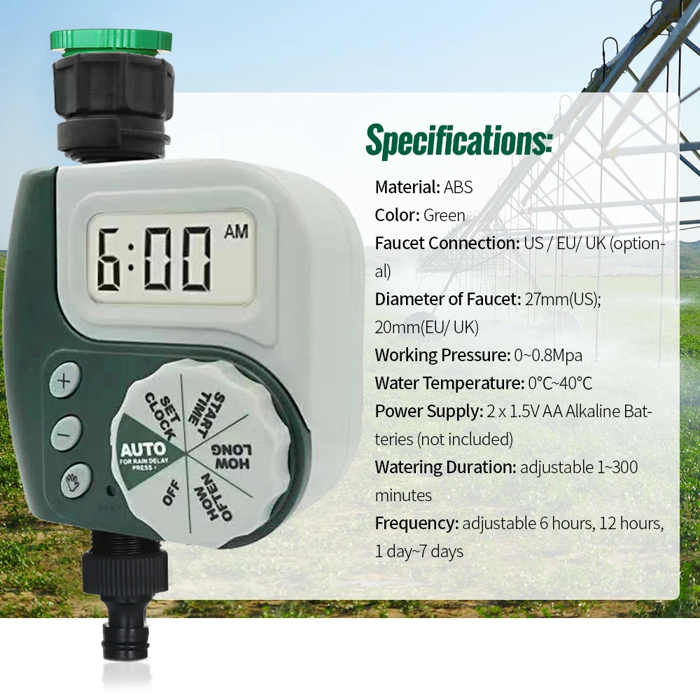 Automatic Water Outdoor Garden 1-Outlet Irrigation Controller Hose Faucet Timer