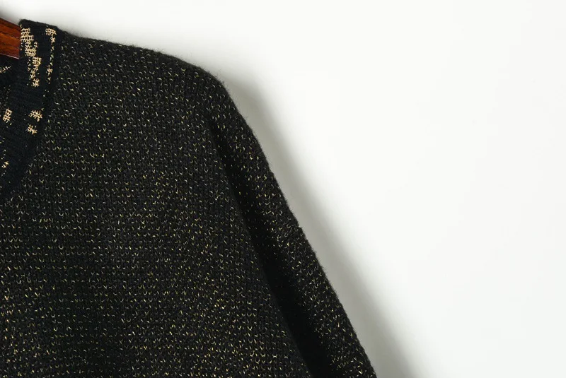 V Neck Knitted Sweater Pullover Black Long Sleeve Tunic Warm Thick Autumn Winter Jumper Women Korean Vintage Runway Sweater