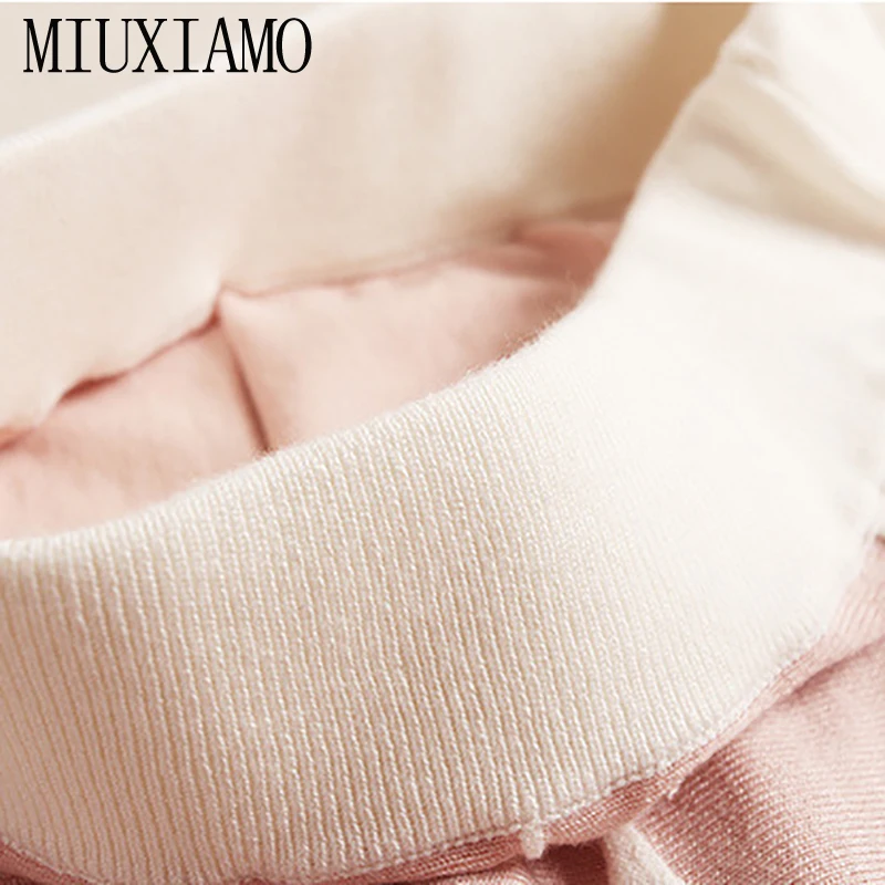 MIUXIMAO/ осенний костюм-Двойка для женщин, офисные женские Элегантные вязаные костюмы, пуловер Топ+ эластичная резинка на талии, комплект средней длины, удлиненная юбка