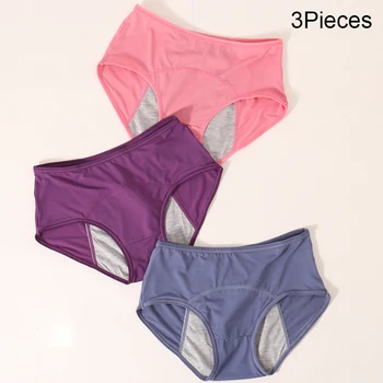 

3pcs Leak Proof Women Menstrual Panties Physiological Pants Underwear Period Cotton Waterproof Briefs High Waist Warm
