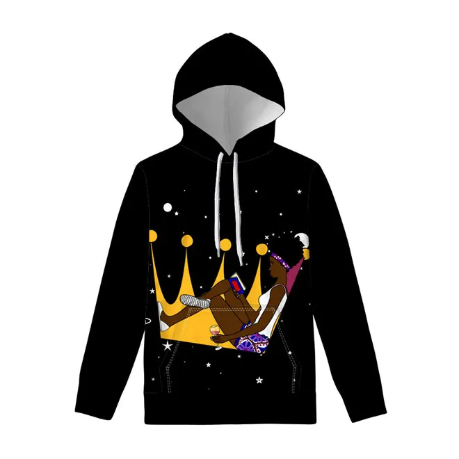 WHEREISART/женские толстовки с принтом «Черная Королева»; свитер большого размера в Африканском и американском стиле; женская уличная одежда с капюшоном; сезон осень; - Цвет: YQ4186Z72