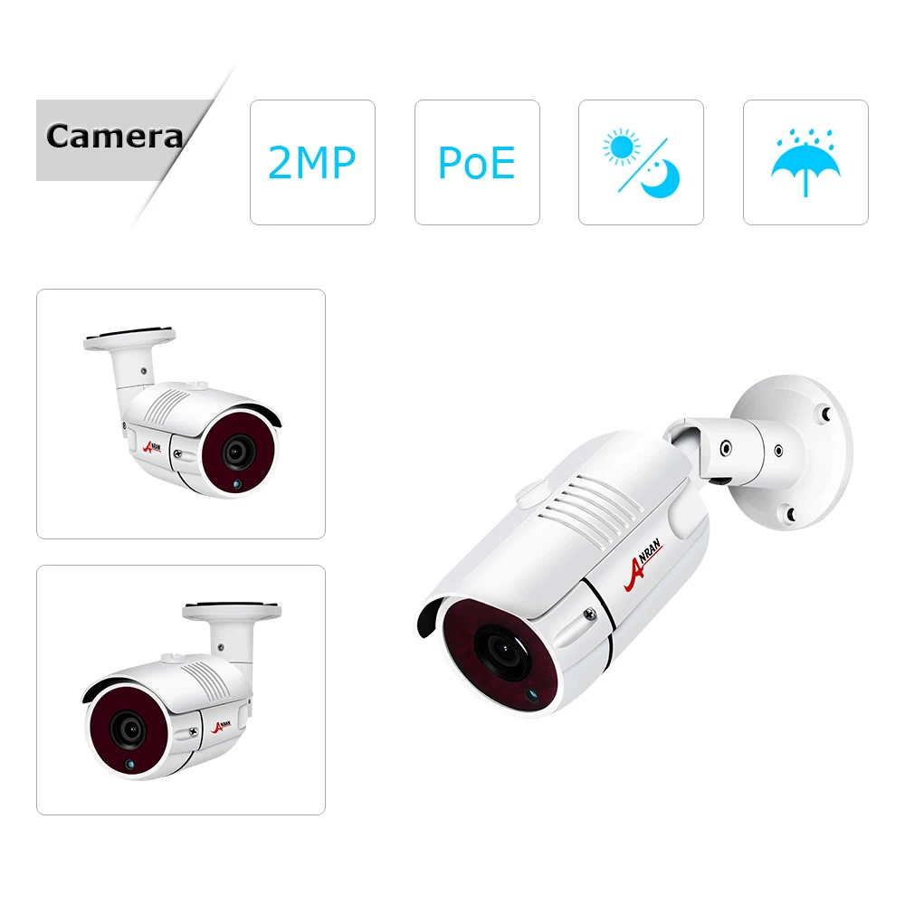  ANRAN CCTV Camera System 4CH/8CH POE NVR Kit 48V Onvif Security Camera System HD IP Camera Outdoor 