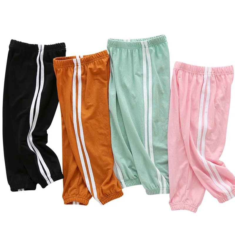 Toddler Kids Pants 2022 Summer Candy Color Harem Pants Boys Soft Trousers Drawstring Side Stripe Baby Boys Pants