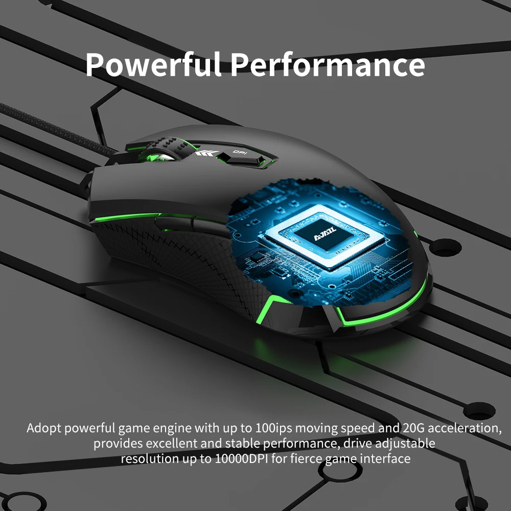 Ajazz AJ203 USB Проводная игровая мышь 7 кнопок 3000 dpi RGB компьютерная мышь с подсветкой оптическая Эргономика игровая мышь для Esport ноутбук для геймеров