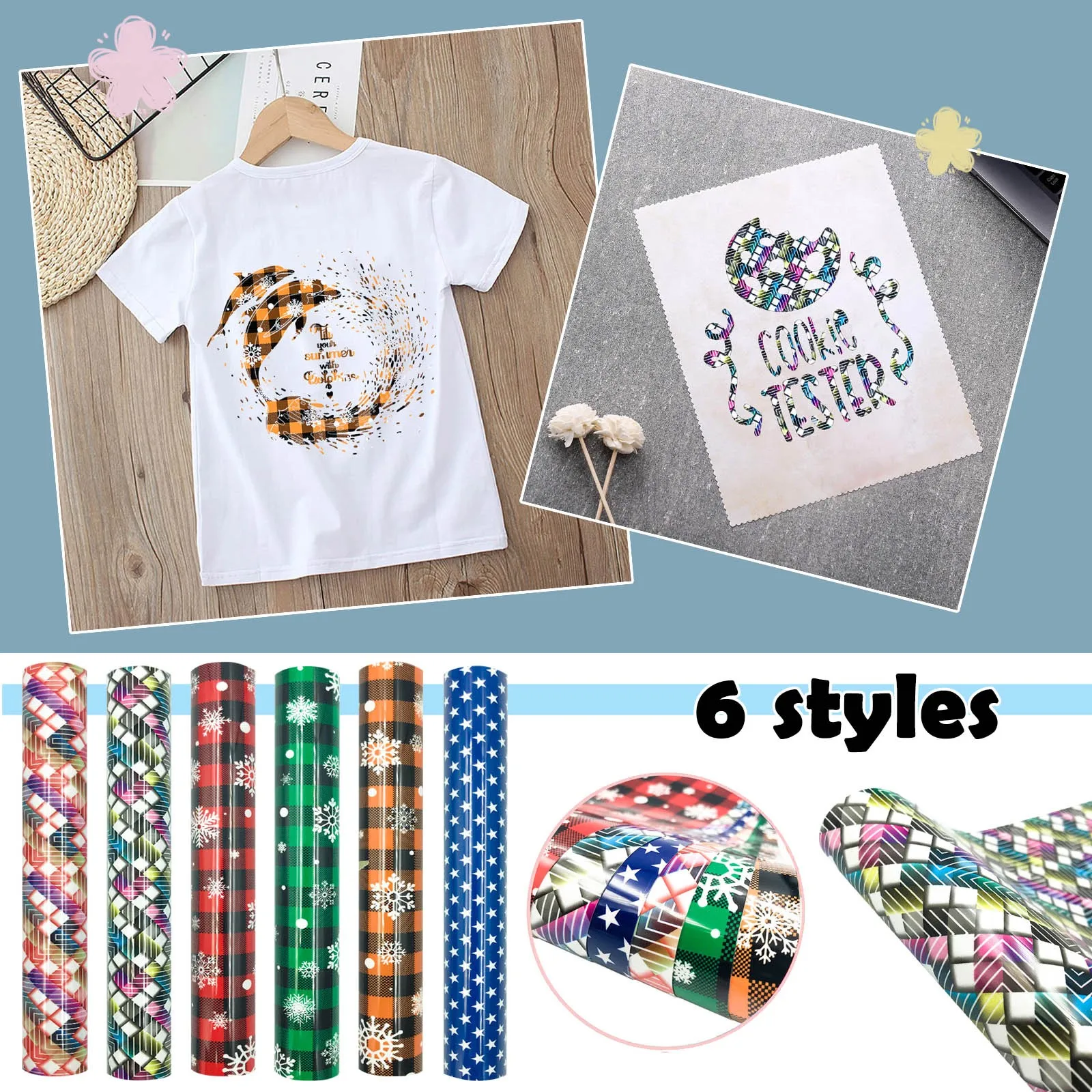 6 Style Vinyl Heat Thermal Transfer Iron On Diy Garment Film Silhouette