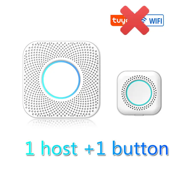 Wireless Doorbell Tuya App Intelligent Home Welcome Doorbell Waterproof Button LED Light 433MHz Security Alarm Smart Doorbell White No WiFi A