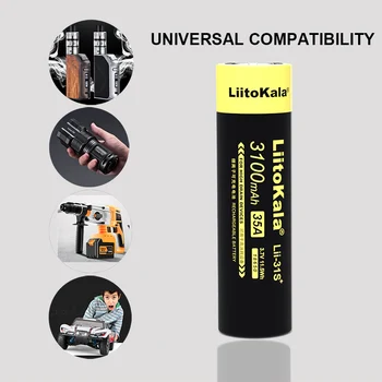 

4PCS LiitoKala Lii-31S 18650 3.7V 3100mA 35A power lithium-ion battery for LED flashlight / electric drill / toy car