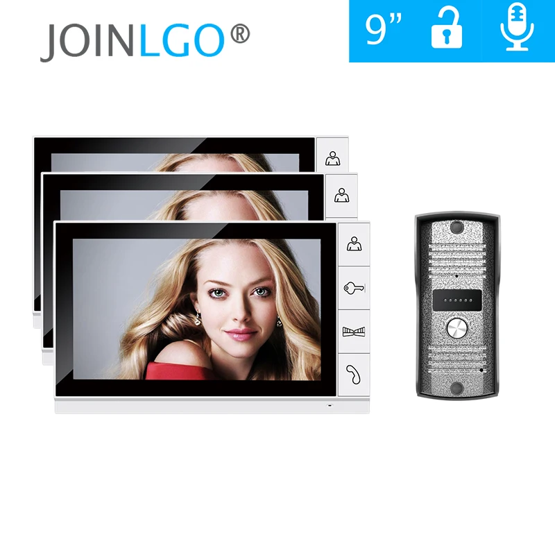 

Brand New Wired 9 inch LCD TFT Video Intercom Door Phone System + Night Vision Outdoor Camera + 3 White Screens Free Shipping