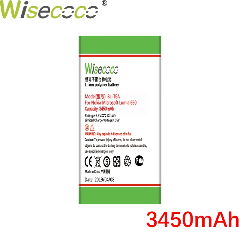 WISECOCO 3450 мАч BL-T5A батарея для Nokia microsoft Lumia 550 мобильный телефон новейшее производство батарея+ номер отслеживания
