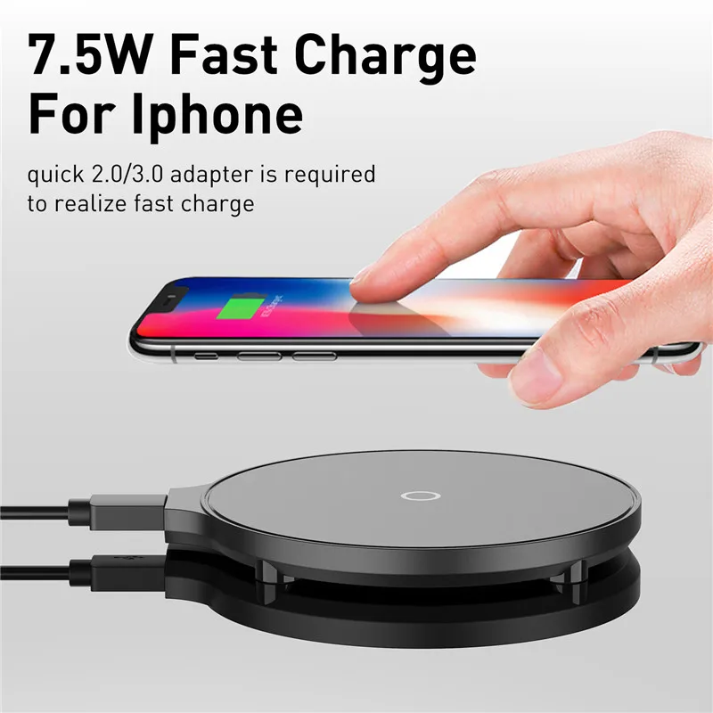 USLION USB C быстрое 10 Вт Беспроводное зарядное устройство для iPhone XS Max XR X Xiaomi Mi 9 samsung Быстрая зарядка для huawei P30 телефон зарядное устройство Pad