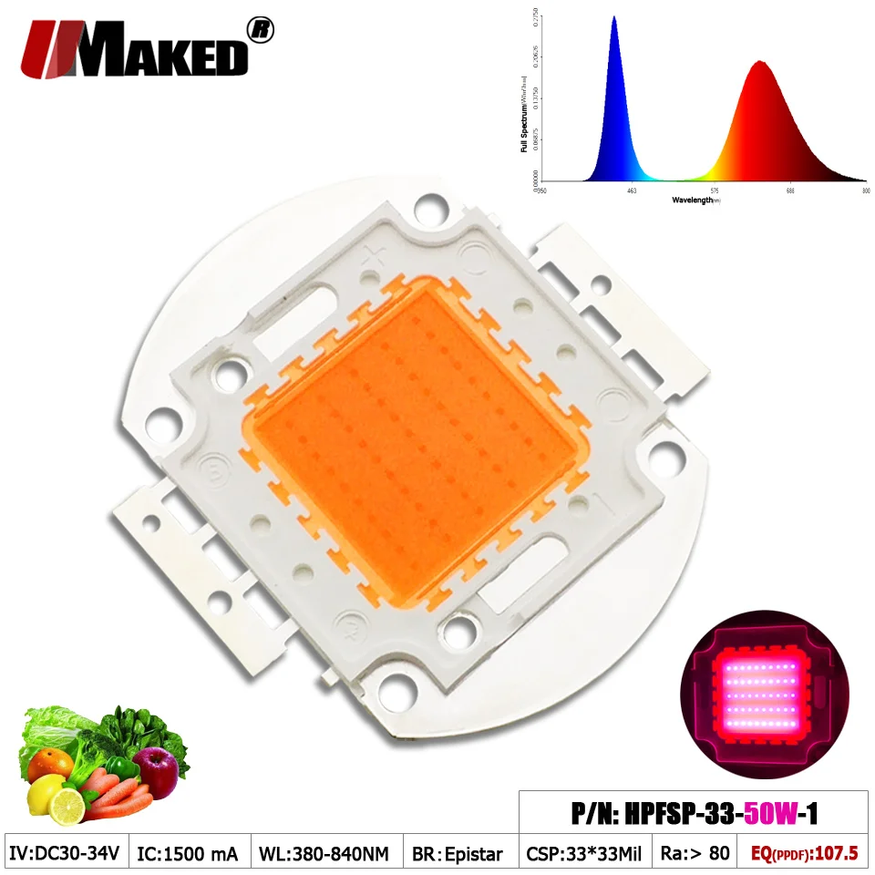 LED Grow Light Grow Light Grow Light-COB Chip 1W 3W 5W 10W 20W 30W 50W 100W Full Spectrum 380-840nm Plant Growth For LED Aquarium Hydroponice Lamps DIY