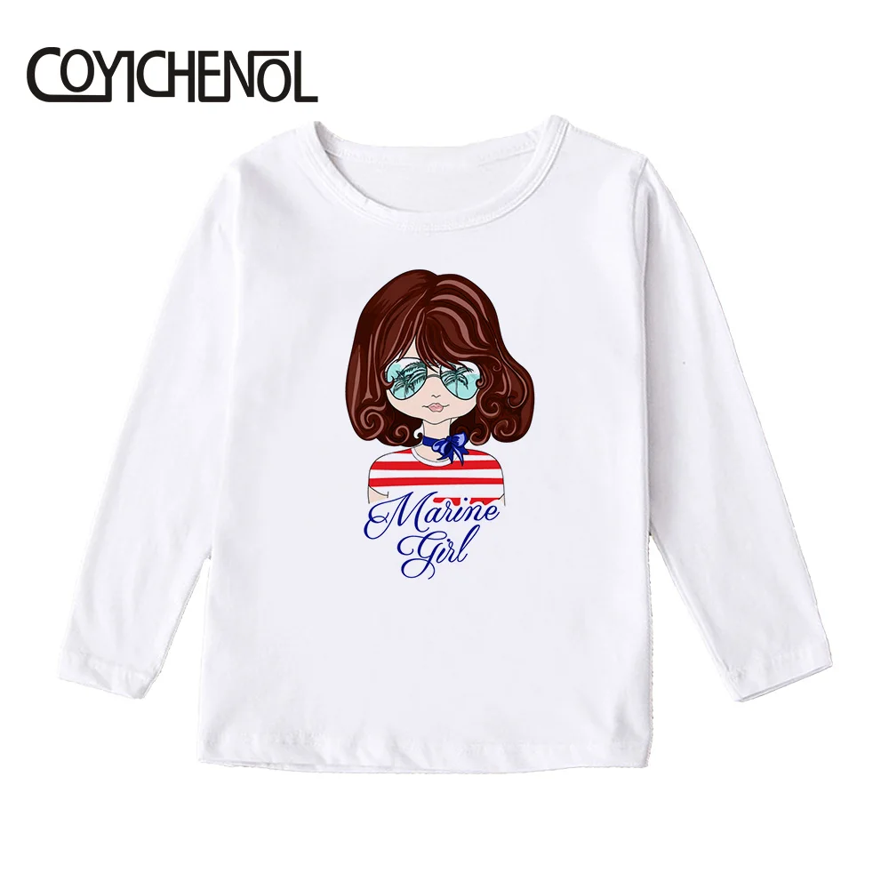 Г. Модная детская футболка для девочек с ручной росписью; Kawaii; сезон весна-осень; модальный длинный рукав с героями мультфильмов; детские топы с принтом