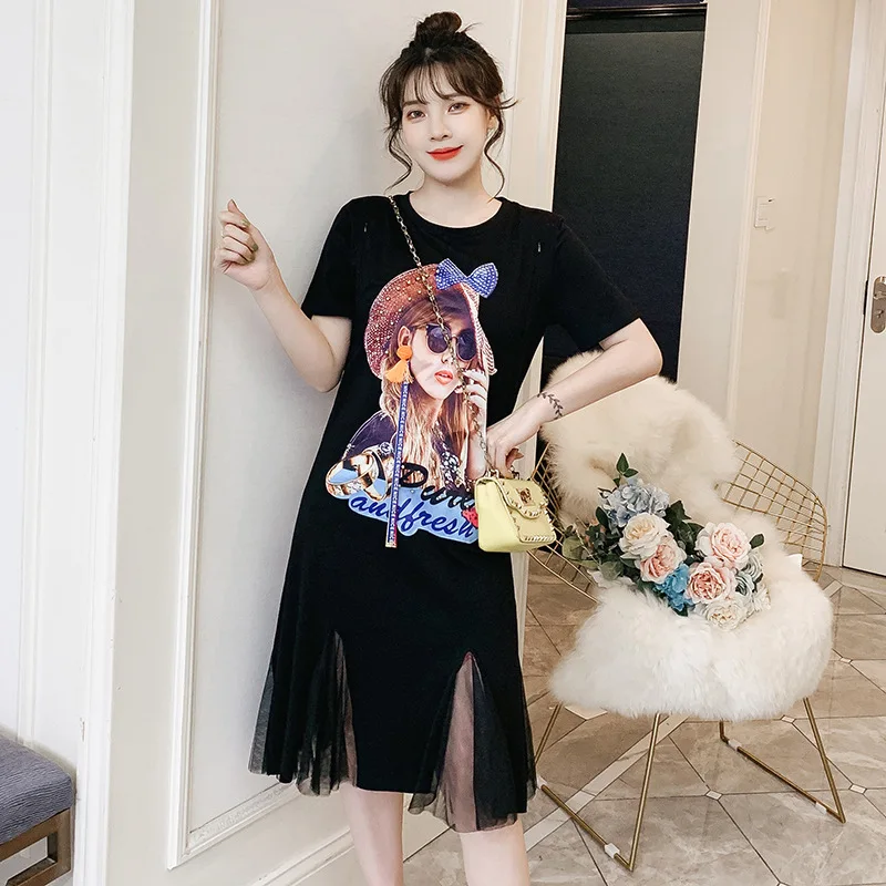 

2019 Summer Wear New Style Maternity Clothes Sticker Short Sleeve Lace Joint Lactation Garment Dress